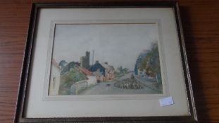 WILLIAM AUGUSTUS RIXON (BRITISH, 1880-1936) ORIGINAL WATERCOLOUR, `LLANDDOWROR, CARMARTHENSHIRE,