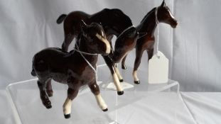 ROYAL DOULTON PORCELAIN FIGURE OF A `SHETLAND PONY` TOGETHER WITH A LARGE FOAL (HEAD DOWN) AND LARGE