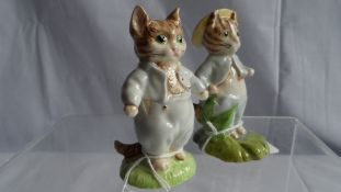 A GOLD BACK STAMPED AND SIGNED BESWICK BEATRIX POTTER CERAMIC FIGURE NAMELY `TOM KITTEN` TOGETHER