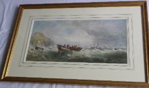 EDWIN HAYES RHA RI ROI 1819 - 1904 (BRITISH) A WATERCOLOUR ENTITLED `ON THE IRISH COAST` CIRCA