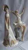 A SPANISH REX D`AVJLA PORCELAIN FIGURE OF A SEATED BALLERINA TOGETHER WITH ONE OTHER FIGURE