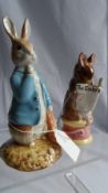 TWO LIMITED EDITION LARGE SIZE GOLD EDITION BESWICK BEATRIX POTTER FIGURES NAMELY No 1636 `PETER