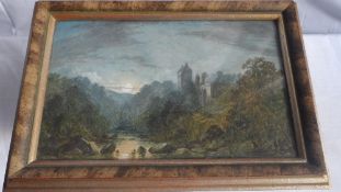 ARTIST UNKNOWN - A WATERCOLOUR DEPICTING DAWN - TOGETHER WITH AN OIL ON BOARD DEPICTING A