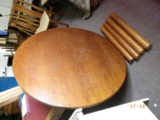 A ROUND OAK EFFECT TABLE BY GORDON RUSSELL, BROADWAY, DATED 21.10.91, APPROX. 117 cms DIAMETER, 70