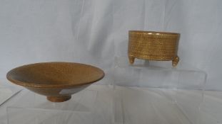 TWO CHINESE CRACKLE GLAZE SERVING DISHES.