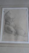 JOHN WHITNEY , PENCIL DRAWING OF A TORSO SIGNED BOTTOM RIGHT 20 X 26 cms