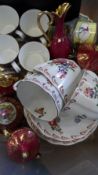 A COLLECTION OF MISCELLANEOUS PORCELAIN INCLUDING SIX PIECE MINIATURE LIMOGES TEA SET COMPRISING