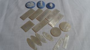 A COLLECTION OF 18th / 19th CENTURY MOTHER OF PEARL CHINESE COUNTERS INCL. SIX LARGE RECTANGULAR,