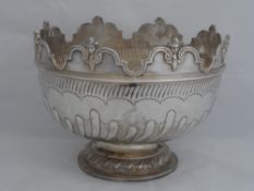 Solid silver Regimental Fruit Bowl. The ornamental bowl features a scalloped top with cherub motif