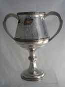 Solid silver Regimental Sporting Trophy. The twin handled trophy presented to ‘Miss Blanch Wissel