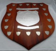 Regimental Heraldic Shield. An interesting large Heraldic shield engraved on a central plaque