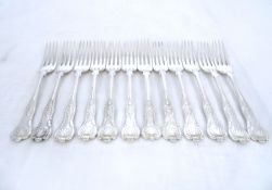 Solid silver Kings Pattern Small Forks. Twelve solid silver Kings Pattern Forks. Sheffield
