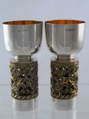 Two Solid silver Limited Edition Chalices. Two solid silver chalices by Aurum, inscribed to base ‘