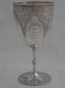 Solid silver Regimental Presentation Goblet. The goblet with beaded design, inscribed ‘Aldershot