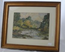 J W Casey British 1900 - 1970, two framed and glazed watercolours, the first depicting a river scene