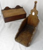 19th Century Candle Box. The elm candle box with hinged lid (36 x 18 x 18 cms) , together with an