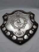 Regimental Sporting Trophy. A solid silver Cricket Shield with impressive central Regimental