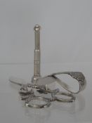 Solid silver Christening Pusher and Cigar Punch. Solid silver Christening Pusher with Celtic