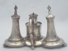 Silver mounted Regimental Table Lighter. The table lighter of unusual turret form with two