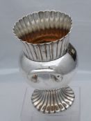 Maltese Solid Silver Fluted Vase. The twin handled Victorian Continental silver vase bears an