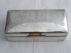 Solid silver Regimental Double Cigarette Box. The cigarette box engraved with Regimental Crest and