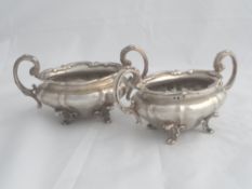 A pair of solid silver Regimental William IV style Sugar Bowls. The first inscribed ‘Presented to
