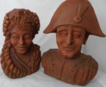 Ceramic Busts. A pair of 1960`s ceramic busts of Napoleon (53 cms)and Josephine(44 cms) in the style