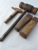 Vintage Tools. A quantity of Cooper`s Tools, comprising a mallet, two stave punch and a pick.