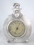Solid silver Regimental Barometer / Thermometer. The rare barometer having the Regimental Insignia