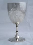 Solid silver Regimental Presentation Goblet. The goblet inscribed ‘Presented to the Officers of