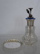 Silver topped cut glass Ladies Atomiser. The Art Deco style, sterling silver topped cut glass