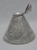 Solid silver Regimental Desk Ink Stand. The Rococo style ink stand of conical shape inscribed ‘