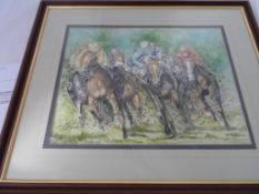 Rick Lewis ARA Irish - Original Watercolour ‘At The Turn`, approx. 46 x 35 cms.