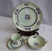A Part Hand Painted Adams Calyx Ware Dinner Service comprising six dinner plates, nine side
