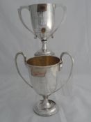 Solid silver Regimental Sporting Trophy. The twin handled trophy inscribed ‘1st Battalion Duke of