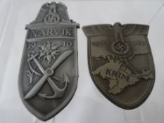 German Third Reich Period Arm Badges For Narvik And Krim , Fixing at fault
