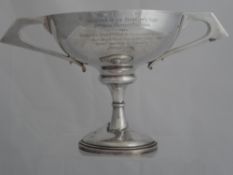 Solid silver Regimental Presentation cup. The twin handled cup inscribed ‘The Sergeant Mess 2nd