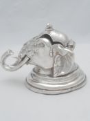 Silver plated Regimental Elephant Head Ink Stand. circa 1880