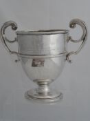 Solid Silver Regimental Shooting Trophy. The twin handled trophy inscribed ‘Presented by Captain and