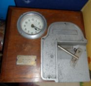 A Vintage Time Recording Clock. The clock being made by The National Time Recorder Co. Easy Row,