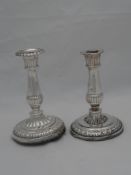 Pair of Georgian solid silver Regimental Candlesticks. The candlesticks inscribed ‘Presented to