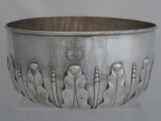 Solid silver Regimental Fruit Bowl. The bowl with laurel design, inscribed ‘Presented to the