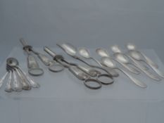 Quantity of silver plated Regimental Salt and Mustard Spoons.  The spoons together with a silver