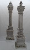 Two silver plated Corinthian Column Regimental Lamp Bases.The lamp bearing the Regimental Crest