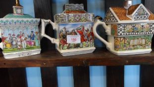 A COLLECTION OF THREE SADLER TEA POTS INCLUDING BONNIE `PRINCE CHARLIE`, COUNTRY COTTAGES`, THE