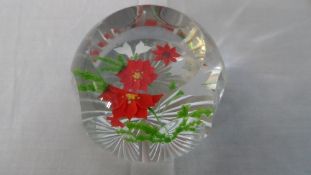 A CAITHNESS WHITEFRIARS GLASS PAPERWEIGHT `WINTER BOUQUET`.