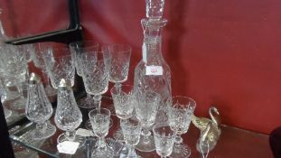 A COLLECTION OF MISC. CUT GLASS INCL. FOUR GALWAY WINE GLASSES,THREE LIQUOR GLASSES, THREE EDINBURGH