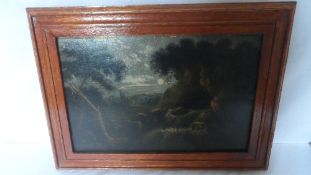 ARTIST UNKNOWN - ORIGINAL OIL ON BOARD `MOONLIT SCENE`, 38 X 25 cms.