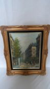 T.CARSON 20th CENTURY, ORIGINAL OIL ON CANVAS `PARISIAN STREET SCENE` 30 X 40 cms.