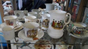 A COLLECTION OF ROYAL CORONATION WARE INCLUDING A KING GEORGE AND QUEEN ELIZABETH GILDED MUG, KING